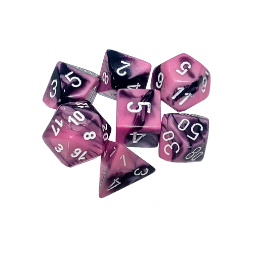 Набор кубиков Chessex Gemini™ Black-Pink with White (7шт.)