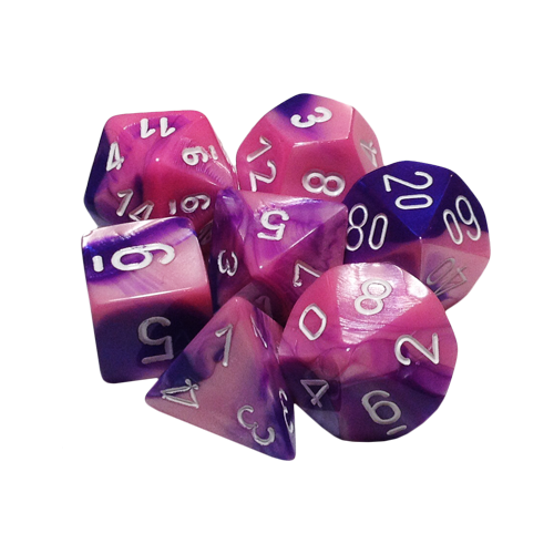 Набор кубиков Chessex Gemini™ Pink-Purple with White (7шт.)