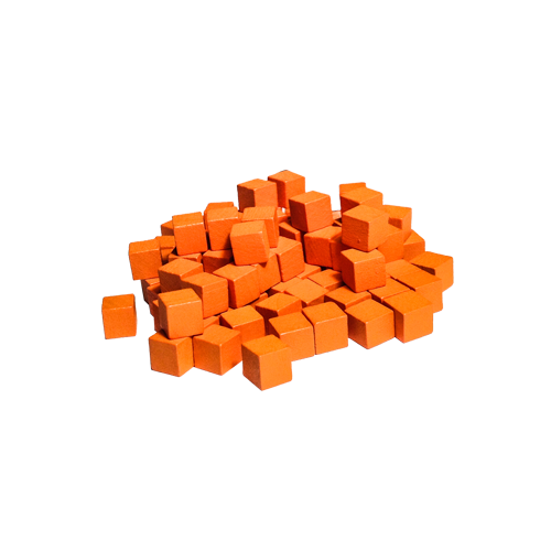 Набор фишек Деревянные кубы 8мм - 100шт (Оранжевые)