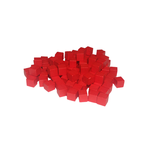 Набор фишек Деревянные кубы 8мм - 100шт (Красные)