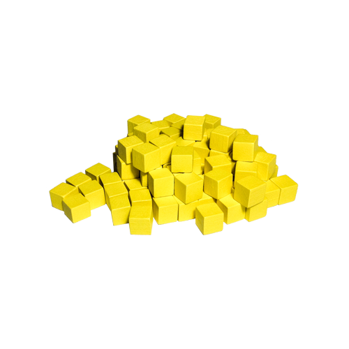 Набор фишек Деревянные кубы 8мм - 100шт (Желтые)