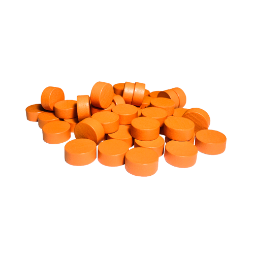 Набор фишек Деревянные диски 15x6мм - 50шт (Оранжевые)